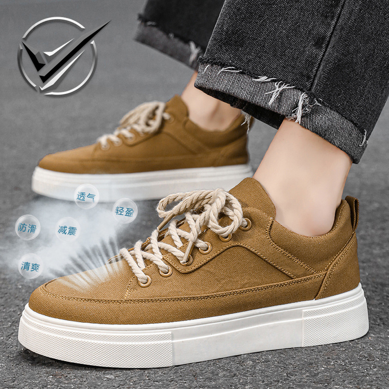 Canvas Men's Shoes 2025 New Spring Sports Casual Versatile Student Sneakers Soft Sole Black Cloth Shoes Niche Trbottomy Shoes