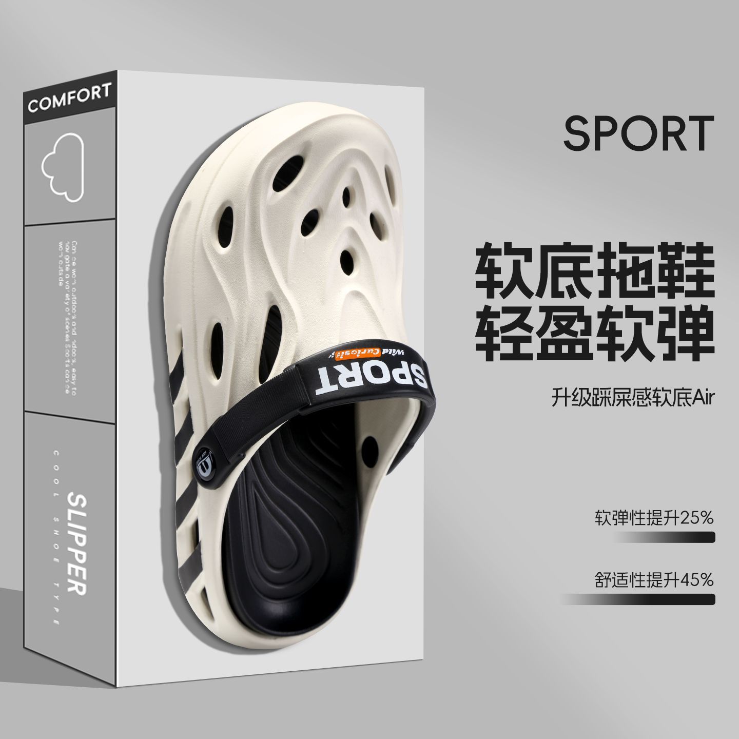 [Instant Discount for New Customers] Croc Shoes for Men, New Summer Style, Non-Slip, Thick-Soled, Wear-Resistant, Silent, Outdoor Driving Sandals for Men