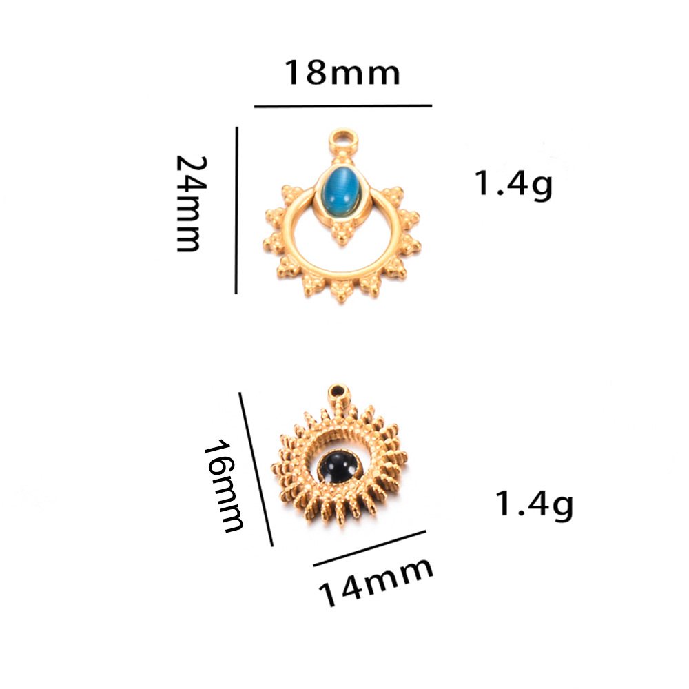 11g Weight 5 PCS/Package Stainless Steel Natural Stone Round Pendant