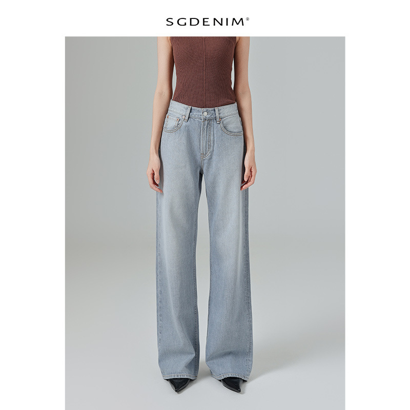 【Affordable Alternative to Big Brands】Ac Style/Jean Pants for Women High Waist Straight-Leg Loose Wide-Leg Floor-Length Pants Spring 2026