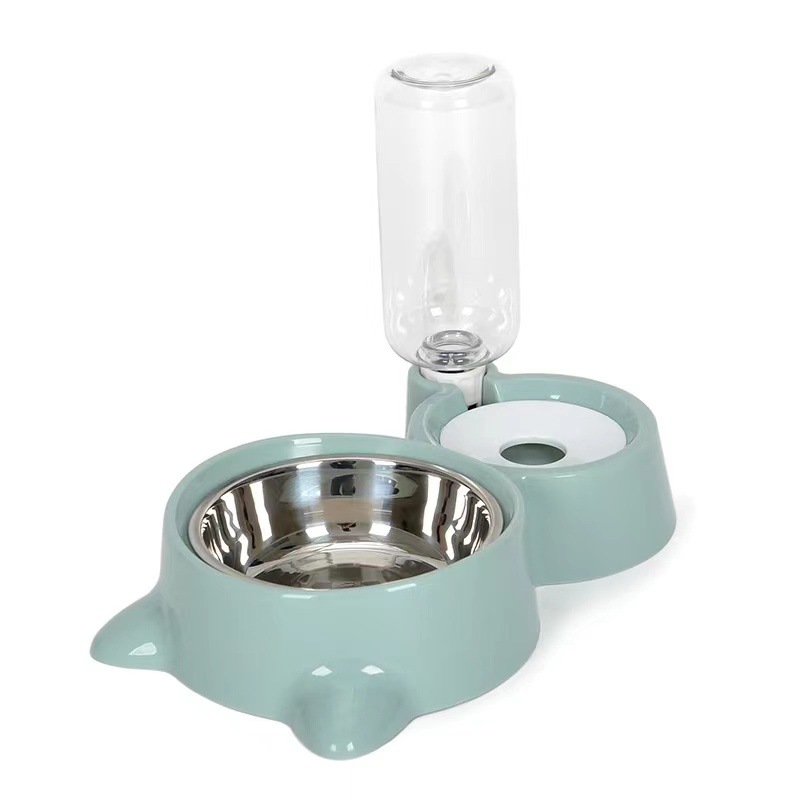 Cross-border Pet Bowl gato tazón doble tazón automático bebedero perro comida tazón de acero inoxidable perro tazón gato suministros a prueba de humedad boca