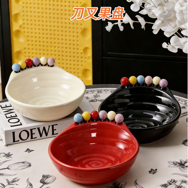 Fruit Plate Imitation Ceramic Living Room Tabletop Dining Table Decoration Ornament Snack Plate Household Storage High Aesthetic Disposable