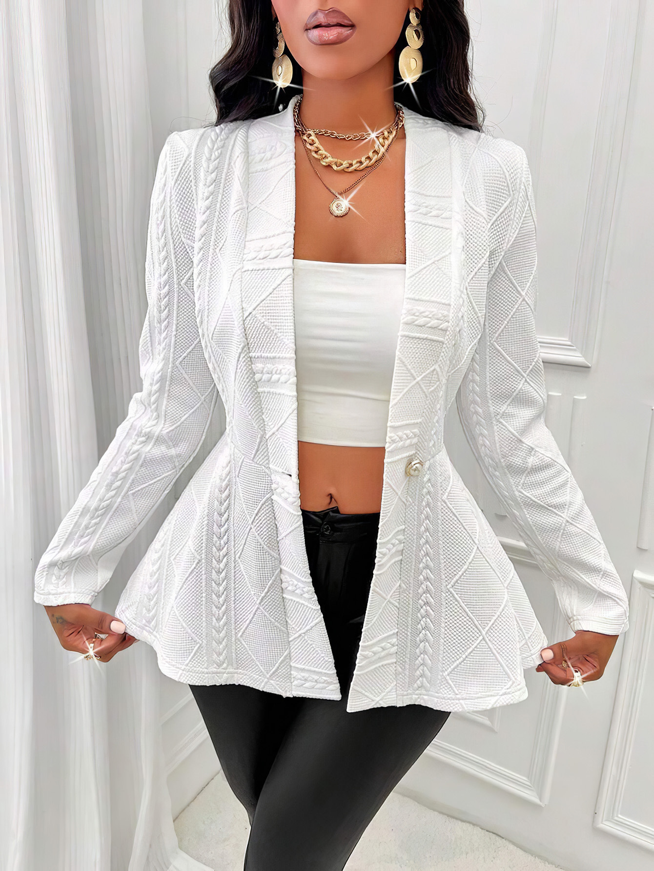 Dames jacquard blazer met een elegante slim fit pasvorm_voghion.com