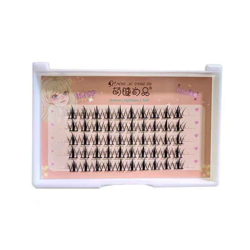 Pestañas lindas, tres filas y cinco filas de nubes, pequeño diablo, tallos transparentes, tallos finos, suaves y cómodos, maquillaje nude estilo japonés