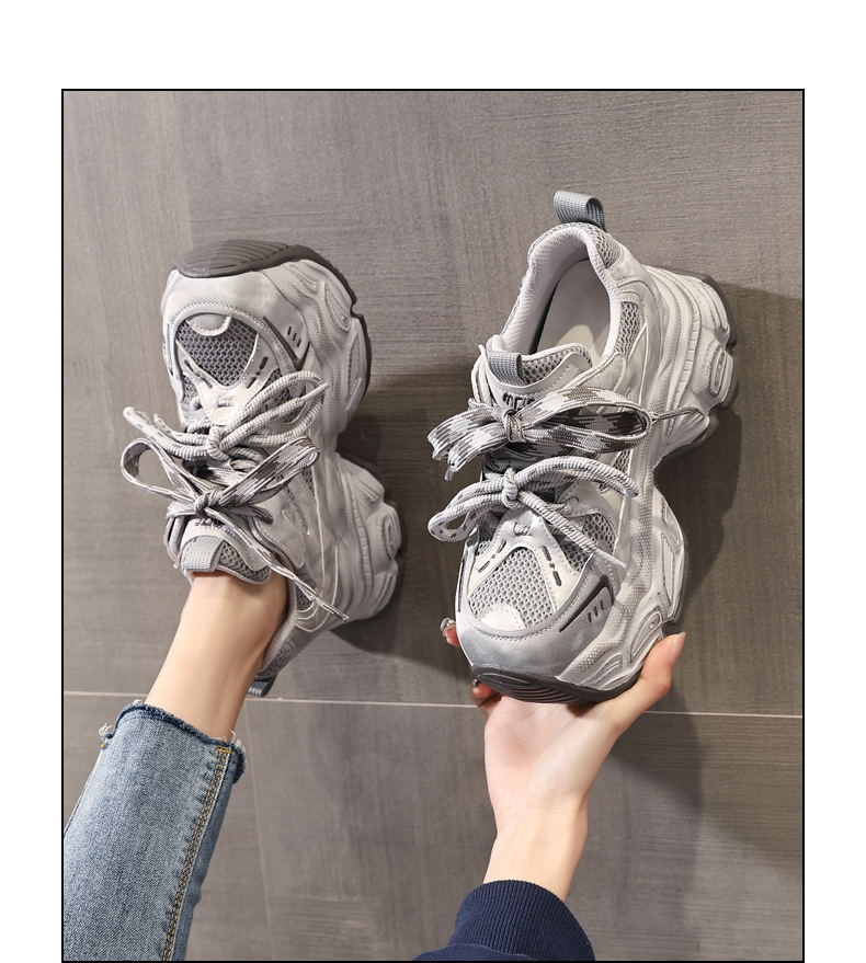 Giày sneaker nữ đế dày tăng chiều cao phong cách dad shoes — xanh lá cây chi tiết 14