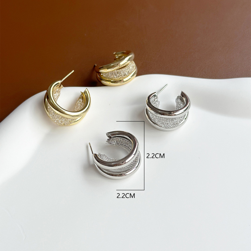 11g Weight Rhinestones Inlay Material Ear Studs Classification 1 Pair Simple Style C Shape Plating Inlay Alloy Rhinestones Ear Studs