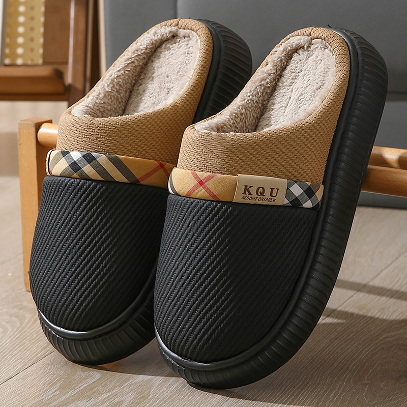 Cixi Manufacturer Cotton Slippers 2025 New Waterproof Fur Slippers All Men's Winter Indoor Thick-Soled Plush Cotton Slippers