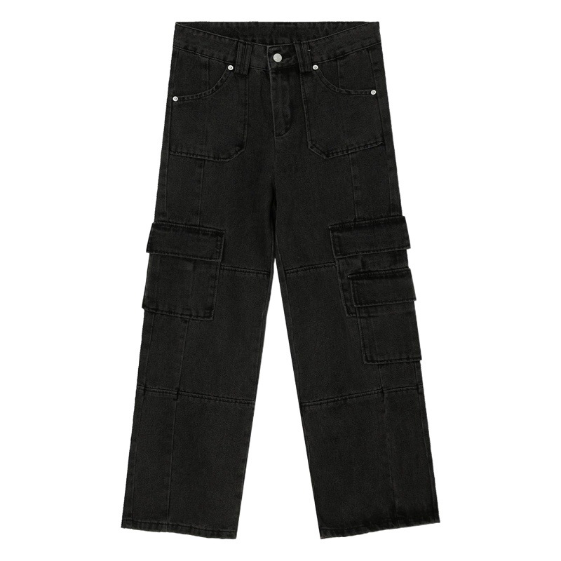 Mtlclothes ropa de Hombre | Nuevo vintage lavado suelta pierna ancha ropa de trabajo perezoso jeans