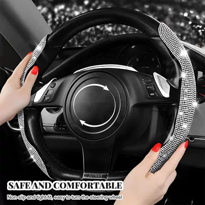 Steering wheel cover Wear-Resistant, Non-Slip, Universal Full-Diamond Clip-On