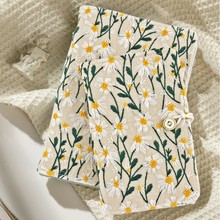 白菊刺绣艺面棉麻A5A6活页可拆卸手账本子文艺手工随身记事手帐本