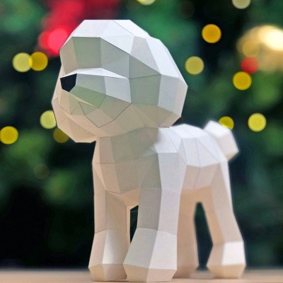 歐美創意3D紙模DIY材料包可愛的貴賓犬 動物小狗手工制作紙模材料