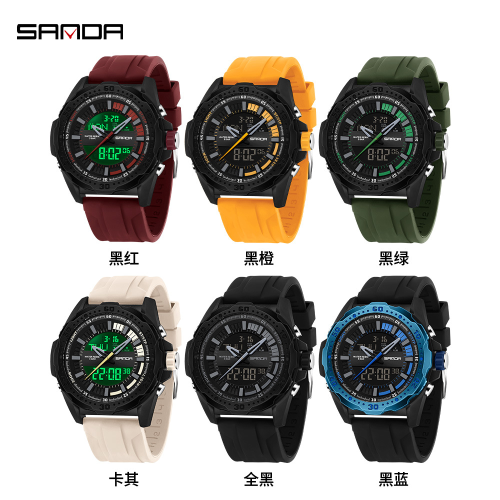 Sanda nuevo reloj de moda europea y americana cool, moda para hombres, adolescentes de secundaria, reloj electrónico deportivo