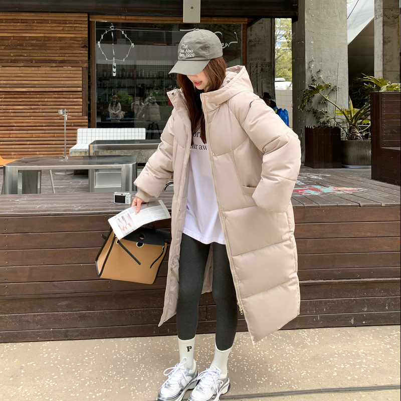 2025 invierno nuevo algodón mujer larga abrigo de algodón plumón grueso rodilla tobillo suelto chaqueta de algodón pan image 1