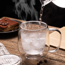 耐高温双层隔热咖啡杯高颜值家用玻璃水杯带把手双层玻璃马克杯
