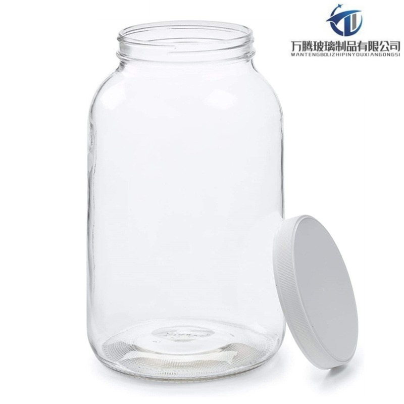 跨境批发一加仑宽口玻璃罐腌制泡菜食品储存带密封盖高款梅森罐