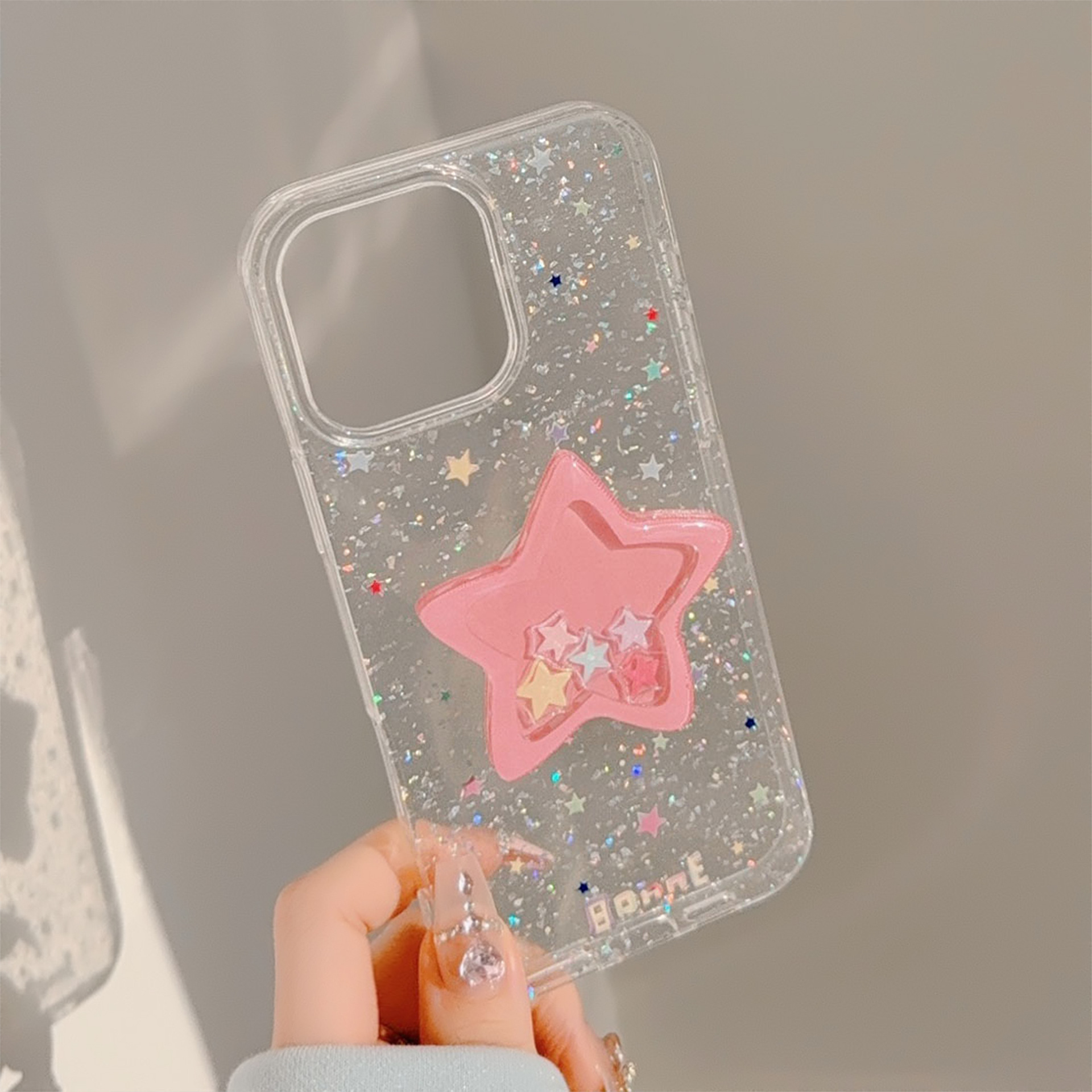 50g Weight iPhone Applicable Brands Phone Cases Classification PC, tpu Material Star Pattern Cute Style Painted Craft PC Tpu Star Painted Cute Phone Cases Phone Accessories 4