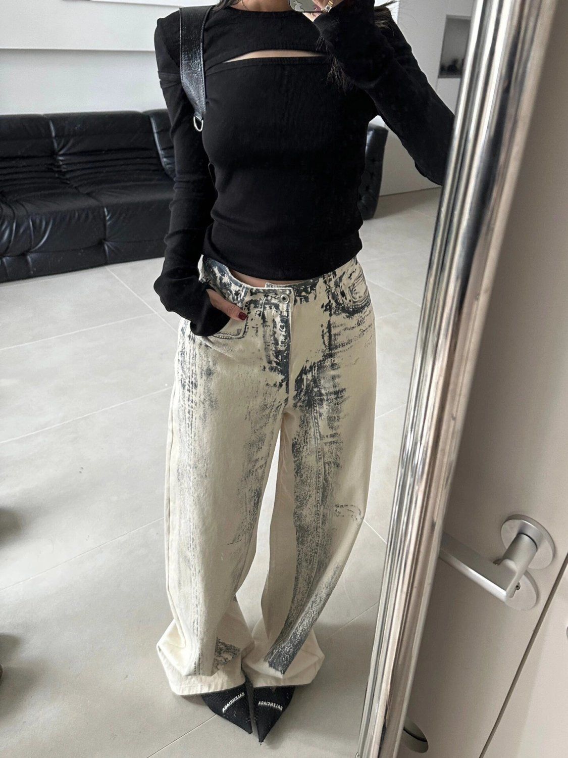 美拉德纯棉直筒牛仔裤High-Rise Straight Trouser main image 0
