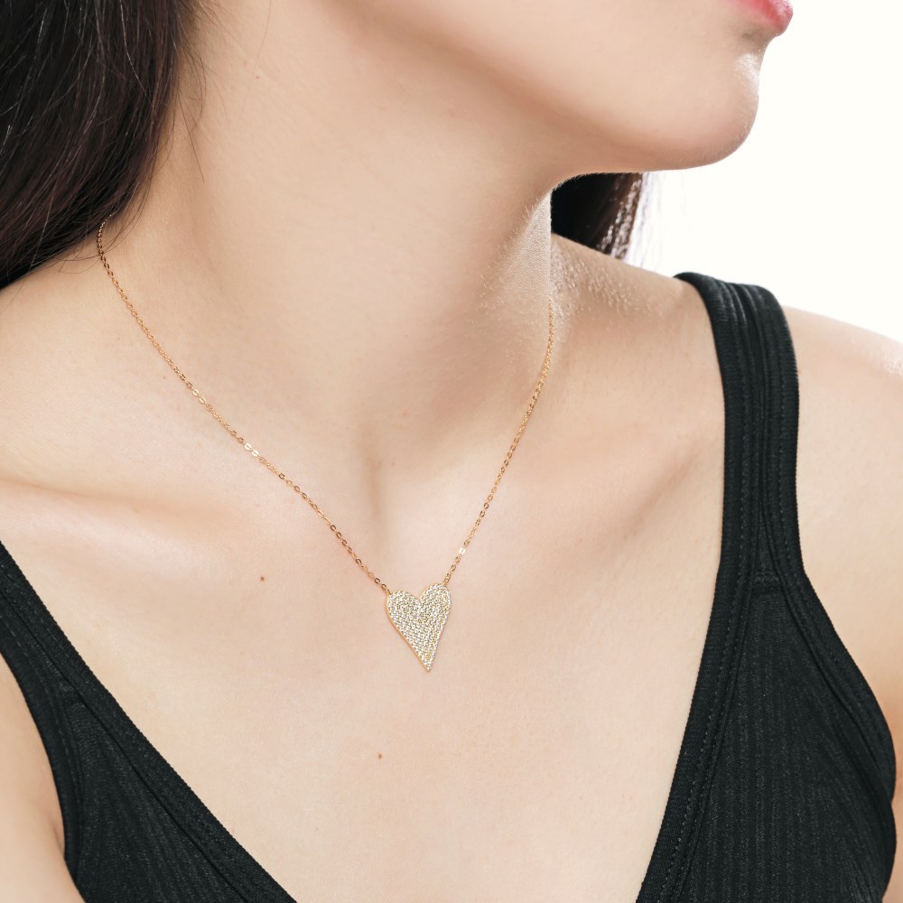 Fashion Heart Shape Silver Plating Inlay Zircon Necklace 1 Piece