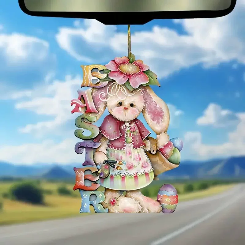 2D акриловый Пасхальный кролик кулон украшение автомобиля кулон рюкзак ключ кулон трансграничная горячая Распродажа праздничный подарок