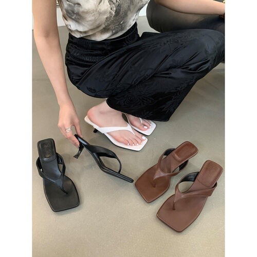 Summer French high-heeled kitten claw and human sandal outerwear with skirt sandals for women, thin-heeled beach shoes
