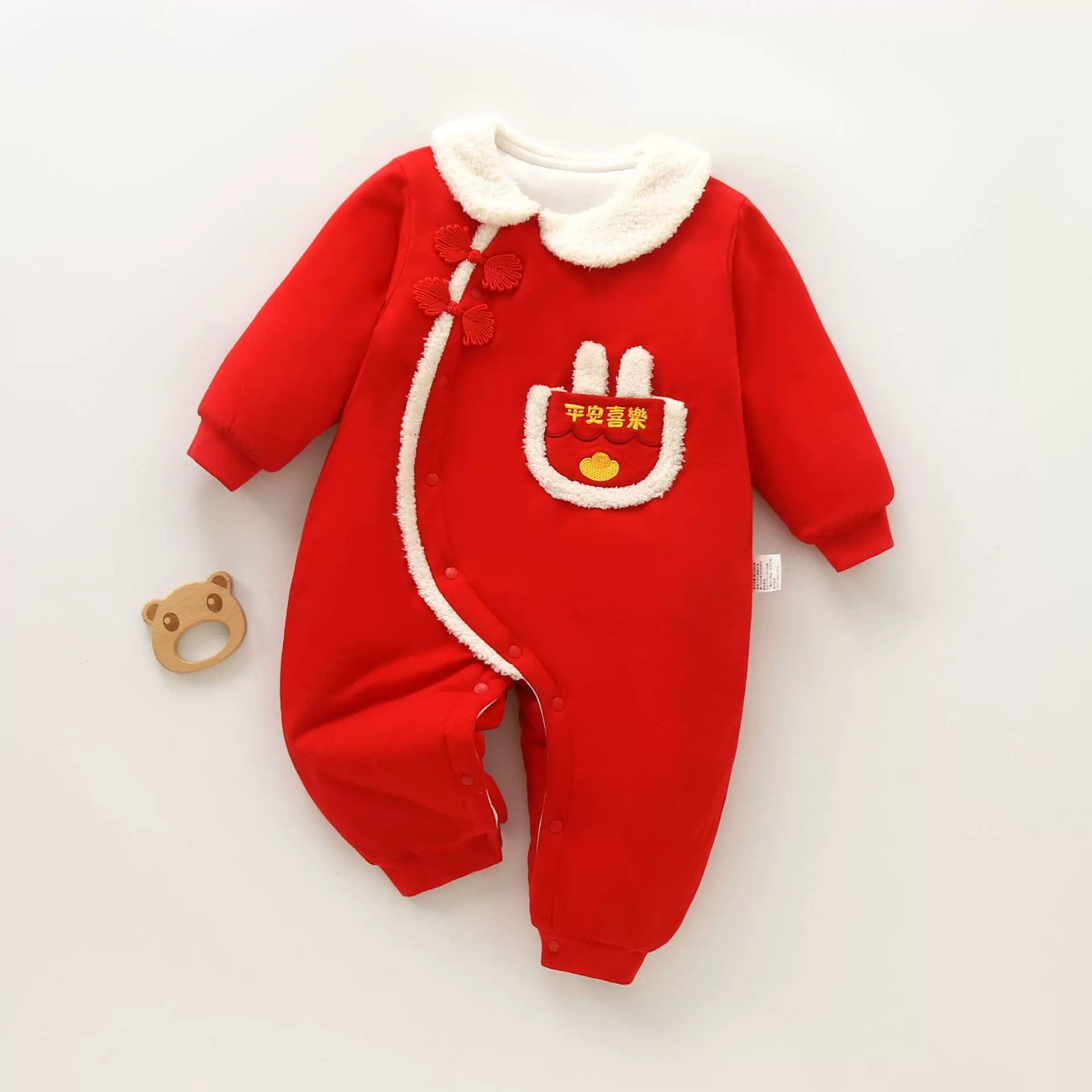 新生婴儿衣服连体衣夹棉宝宝哈衣爬服冬季保暖加厚棉衣秋装拜年服