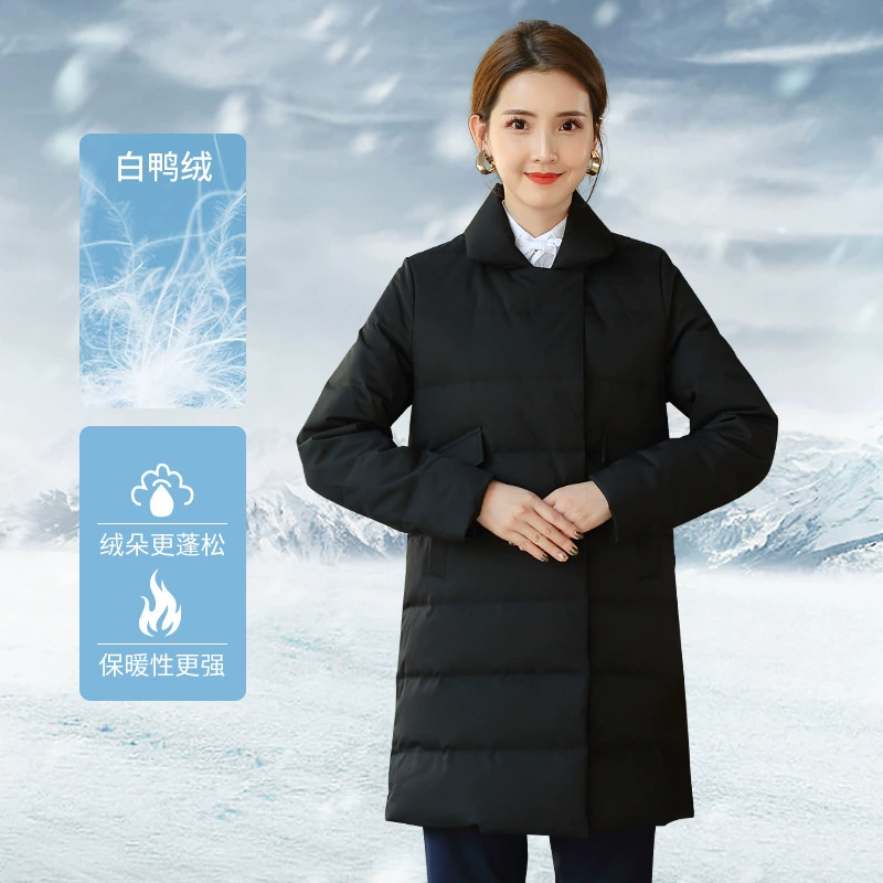 Новый мобильный комбинезон пуховик женский теплый зимний костюм передний офис униформа черный пальто средней и длинной зимой