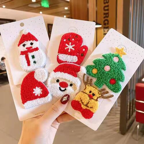 2pack Children's baby Santa Hairpin Headdress Cute Korean Girl Side Clip Christmas Tree Cartoon Hairpin Glove Hair Accessories