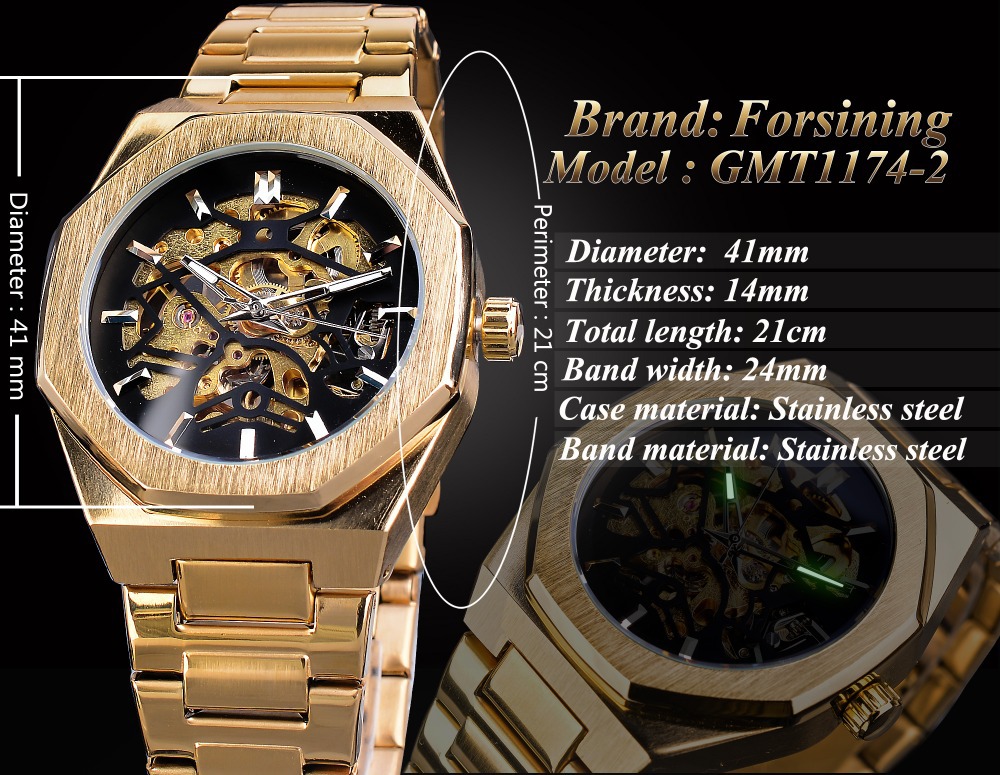 Automatic Mechanical Watch For Men Waterproof Skeleton Steel_voghion.com
