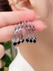 A small minority Sense of design Diamond Square Black Diamond Earrings 2023 new pattern Light extravagance temperament Ear Studs