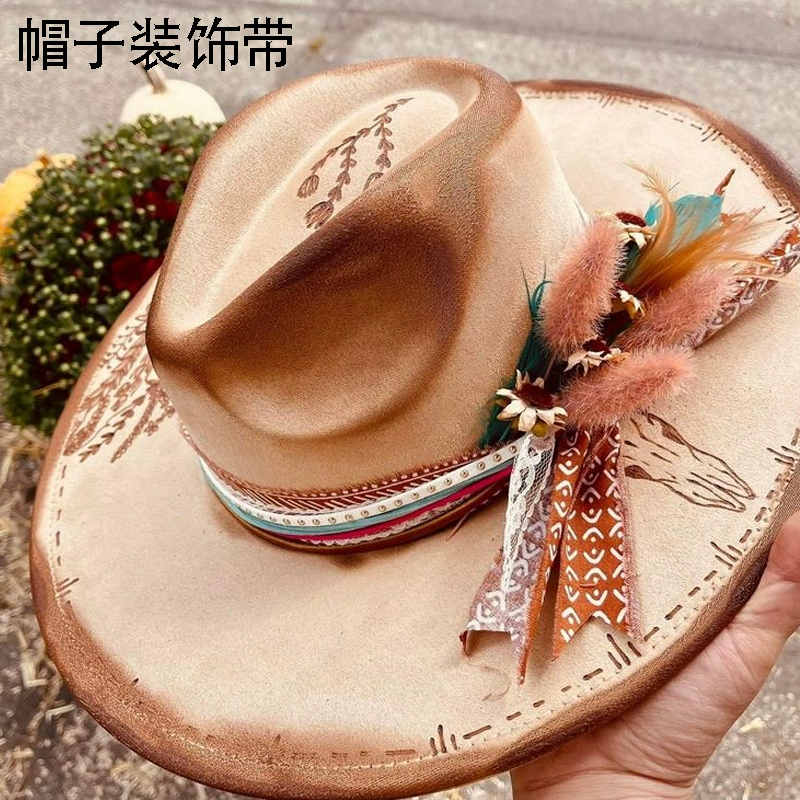Производители ковбойских шляп можно сочетать с декоративными ремешками платье diy одежда пояс соломенная шляпа окружность шапка ремень аксессуар ремень
