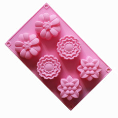 【6連三種類の花形】シリコンケーキ金型diy石鹸手石けん金型