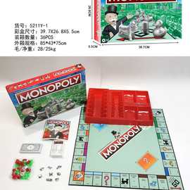 跨境桌面游戏俄文MONOPOLY大富翁桌游卡牌多人互动游戏棋盘批发