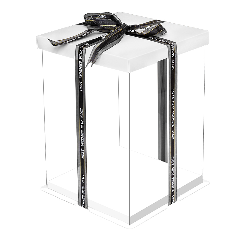 Caja de pastel de cumpleaños transparente 4 pulgadas 6 pulgadas 8 pulgadas 10 pulgadas 12 caja de horneado de globos rojos de doble altura