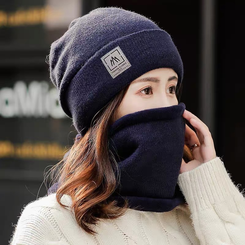 帽子女冬季韩版休闲骑车保暖加绒加厚防寒护耳女士围脖毛线帽秋冬|undefined