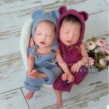新生兒影樓拍照服裝寶寶可愛造型馬海毛小熊針織毛衣嬰幼兒攝影服