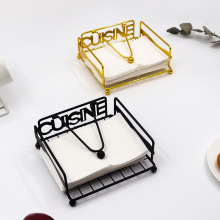 跨境铁艺纸巾架商用自助餐餐厅酒店抽纸架亚马逊方形实木纸巾座