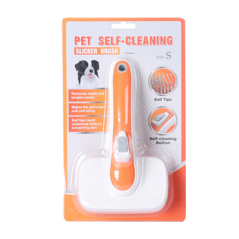 Suministros para mascotas Amazon nuevo pelo automático decoloración aguja para mascotas peine perlas pegajosas auto-limpieza peine para mascotas peine de gato