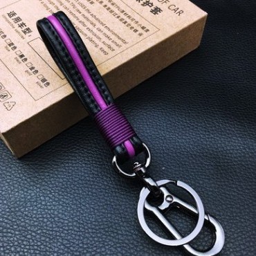 革ロープキーホルダーペンダント編組ロープキーリング金属カップル漫画アクセサリー男性と女性の車のキーチェーン