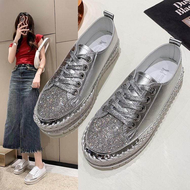 Women's Sports Solid Color Rhinestone Round Toe Flats display picture 18