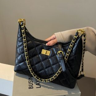 Retro shoulder bag with diamond pattern, universal underarm bag, one-shoulder bag, Chanel style