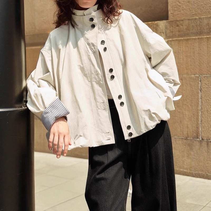 [White Noise Jacket] Elle Bud-Shaped Short Jacket for Women 2025 Autumn New Workwear Loose Work Clothing Top