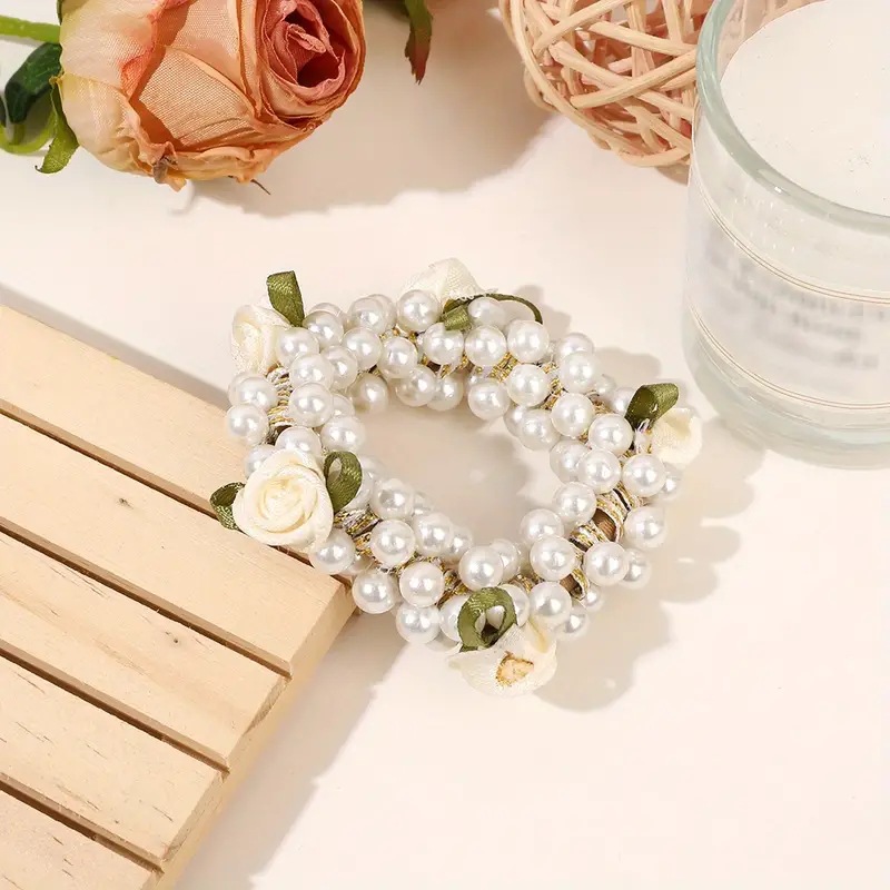 Pearl Material Simple Style Women's Flower Pearl Hair Tie