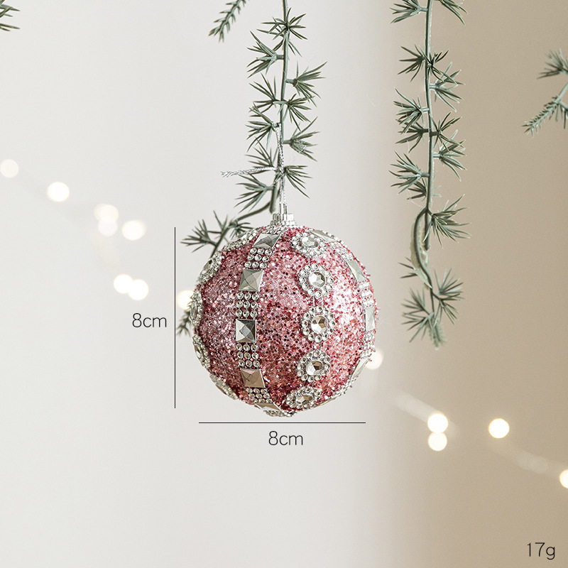 ホット販売クリスマスボール装飾 8 センチメートルピンクフォームボールペンダントインクリスマスツリー装飾ピンクパッケージハンギングボール|undefined