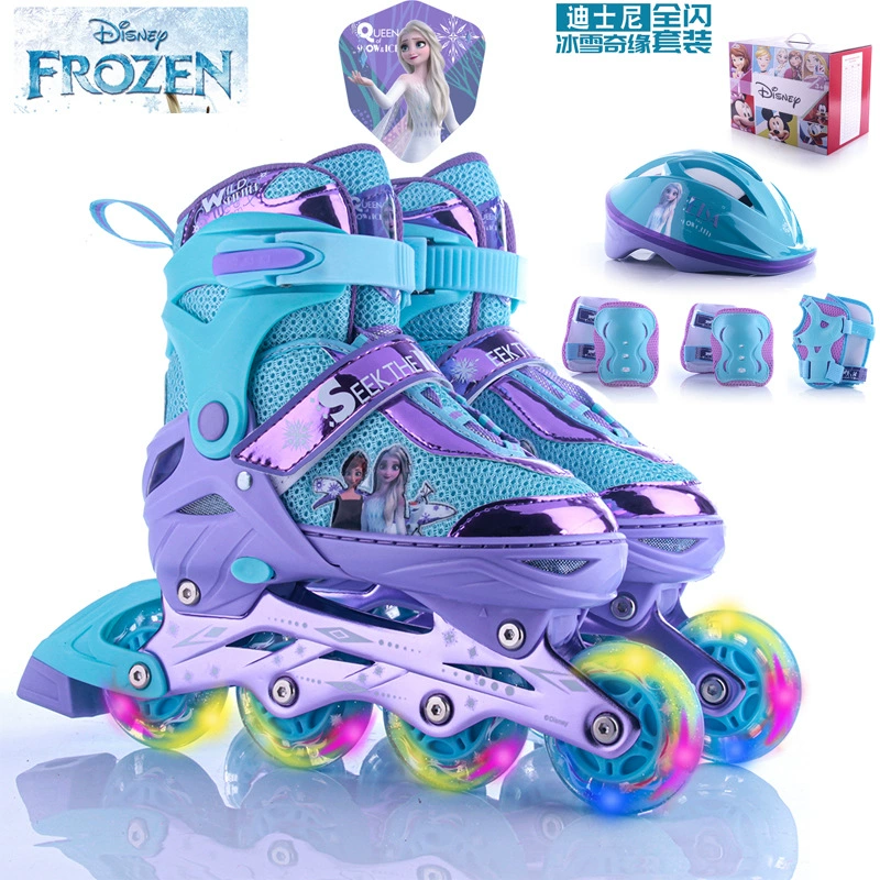 Бренд Skates, мультяшный детский мигающий набор для уличного катания на роликах, восемь кругов