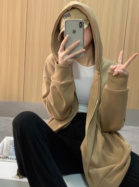 山东即墨卫衣连帽外套女2025新款早秋宽松慵懒风韩系甜美显瘦开衫|undefined