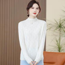 100纯山羊绒打底衫秋冬新款百搭中高领长袖简约羊绒打底女