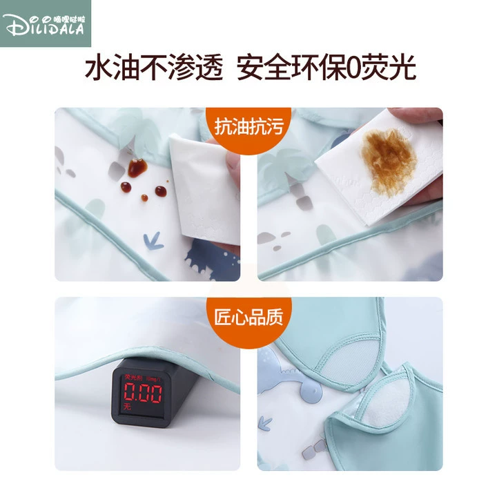 Children's apron, waterproof summer eating bib, thin demi-season thermal underwear for supplementary food, with pocket, anti-dirty, with ties on the back