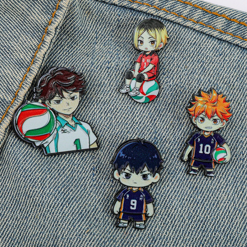 4Pcs Haikyuu!! Merchandise Badges: Hinata Shoyo, Kageyama Tobio, Oikawa Tooru Q-Version Pins