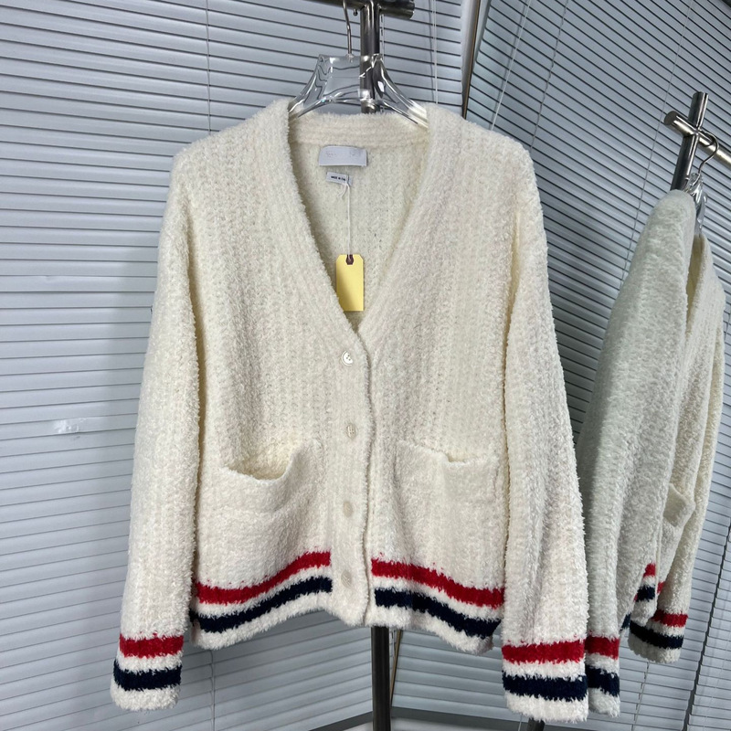 【Factory Direct】High-Quality New Spring and Autumn Teddy Fleece Striped Long-Sleeve Women's Sweater Cardigan 【Factory Direct】High-Quality New Spring and Autumn Teddy Fleece Striped Long-Sleeve Women's Sweater Cardigan