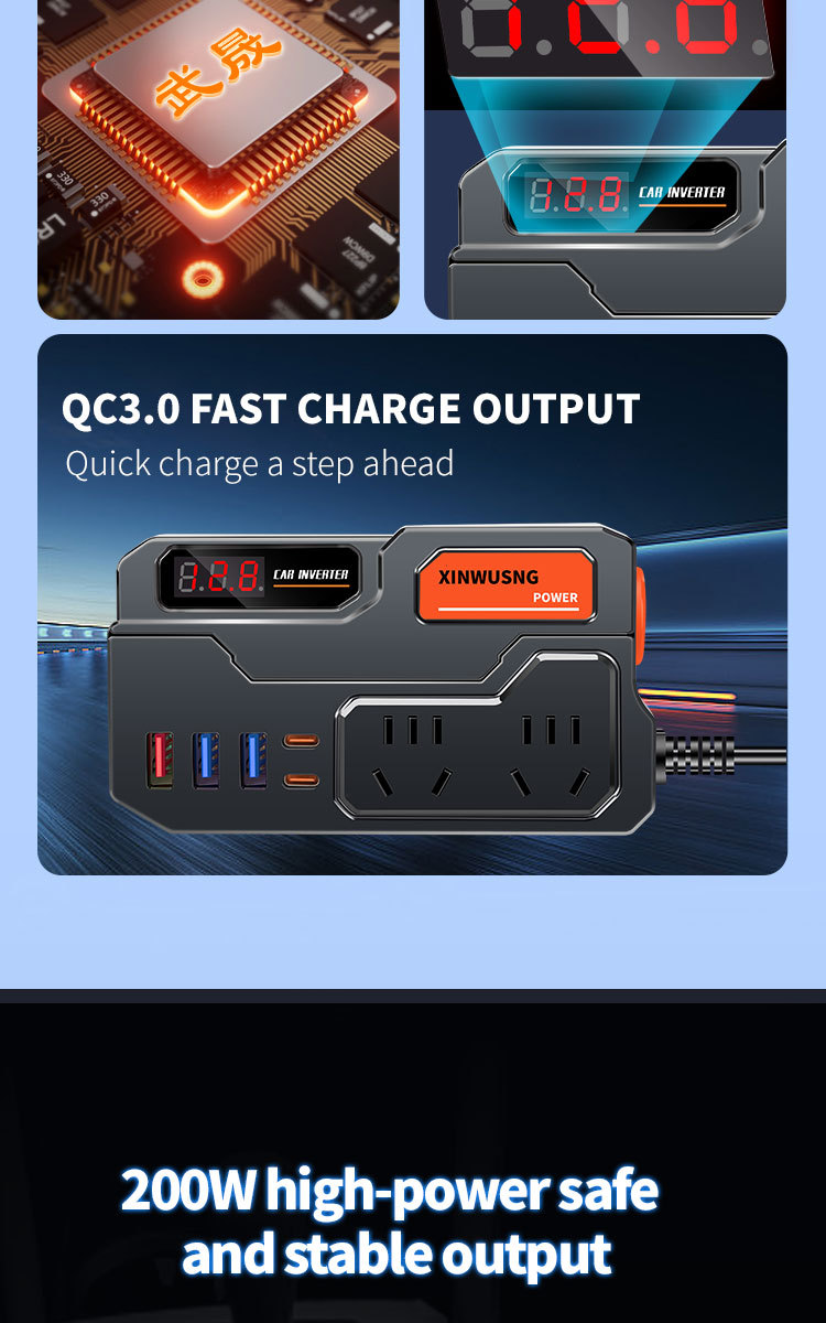 Cross-border car inverter 12V24V to 220V truck power converter multifunctional car socket charger